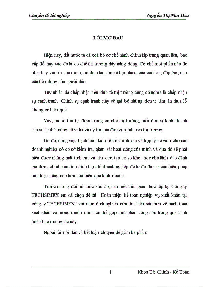 image for page Hoàn thiện kế toán nghiệp vụ xuất khẩu tại công ty TECHSIMEX