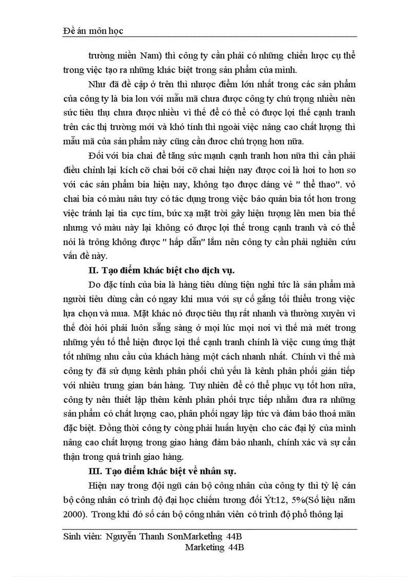 image for page Chiến lược khác biệt hoá trong cạnh tranh nhãn hiệu của công ty bia Hà Nội