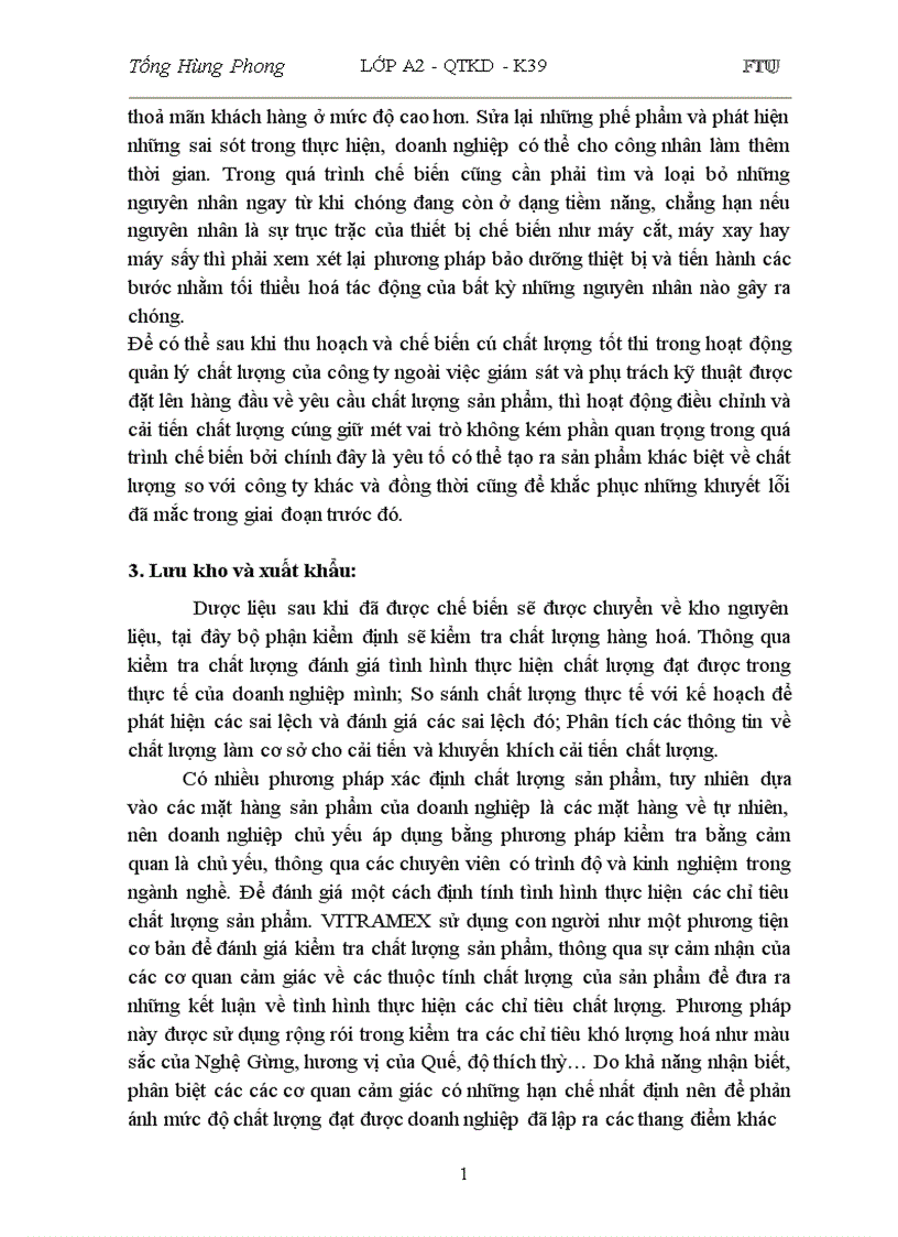 image for page Hoạt động quản lý chất lượng các sản phẩm dược liệu: Nghệ, Gừng tại công ty VITRAMEX