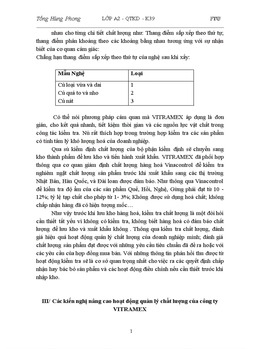 image for page Hoạt động quản lý chất lượng các sản phẩm dược liệu: Nghệ, Gừng tại công ty VITRAMEX