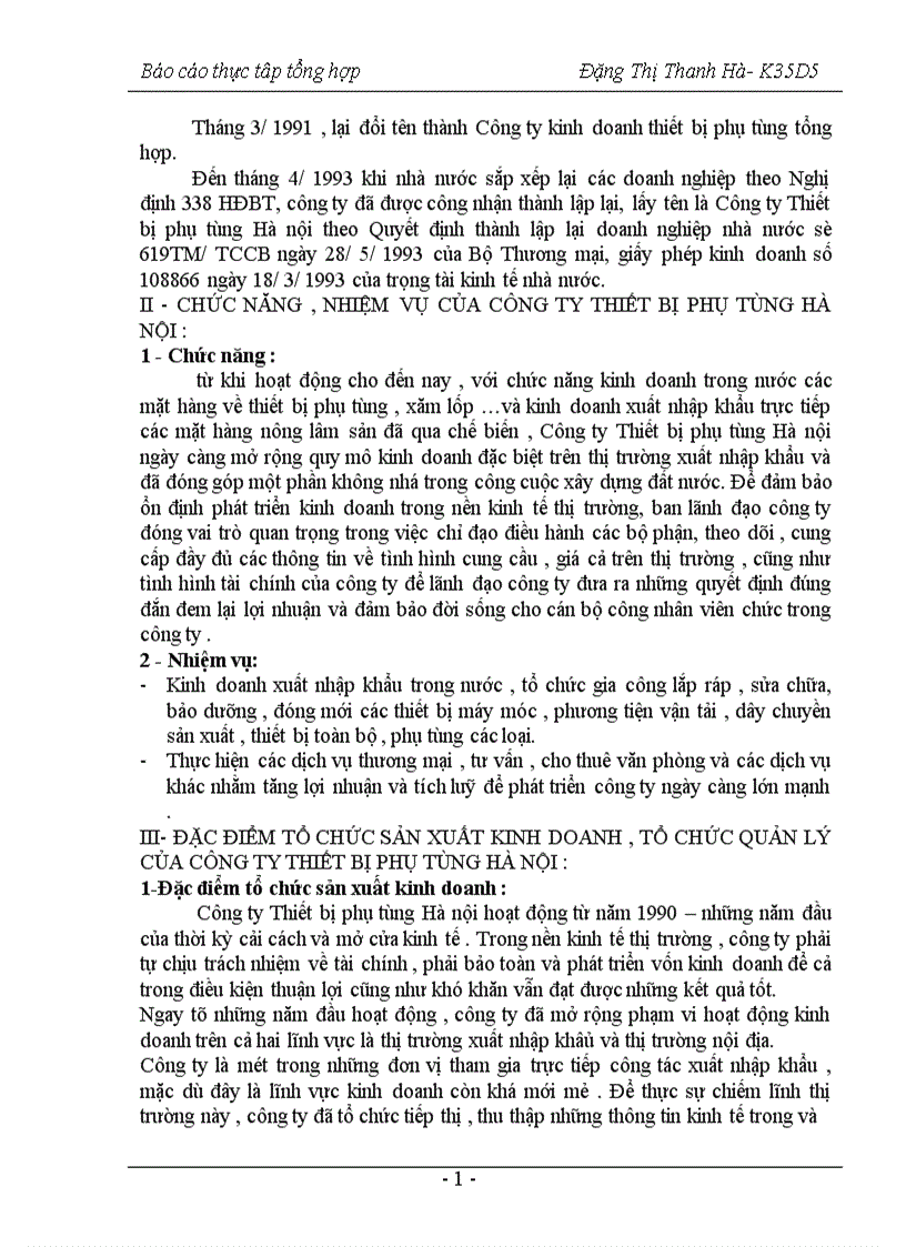 image for page Chức năng , nhiệm vụ , đặc điểm tổ chức sản xuất kinh doanh , tổ chức quản lý và tình hình kết quả hoạt động sản xuất kinh doanh của công ty Thiết bị phụ tùng Hà nội