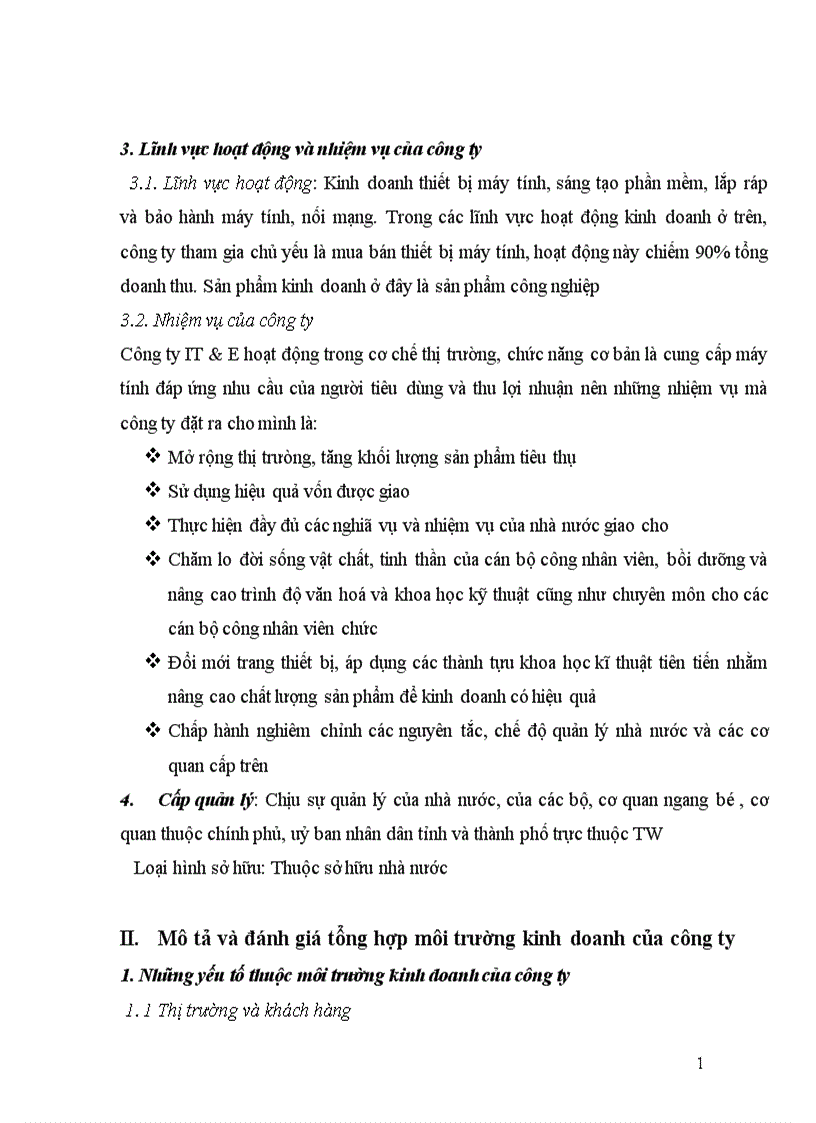 image for page Mô tả và đánh giá tổng hợp môi trường kinh doanh của công ty