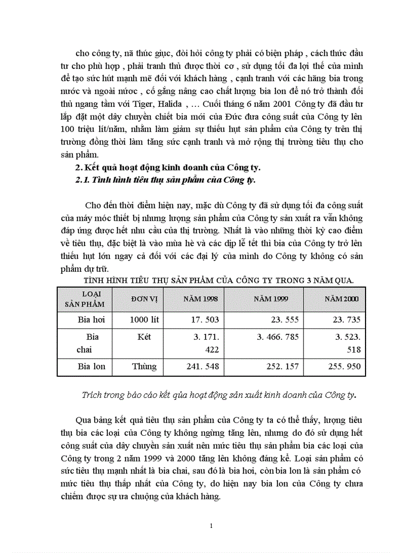 image for page Thực trạng hoạt động tiêu thụ sản phẩm của công ty bia Hà Nội
