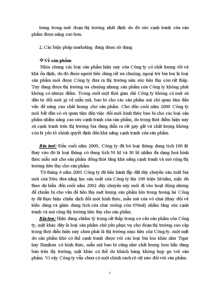 image for page Thực trạng hoạt động tiêu thụ sản phẩm của công ty bia Hà Nội