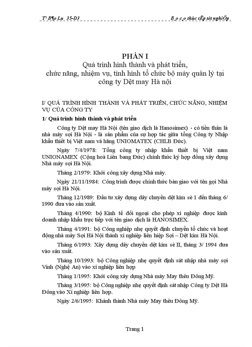 image for page Tài chính - Kế toán, hoạt động sản xuất kinh doanh và cách thức quản lý của Công ty Dệt may Hà Nội