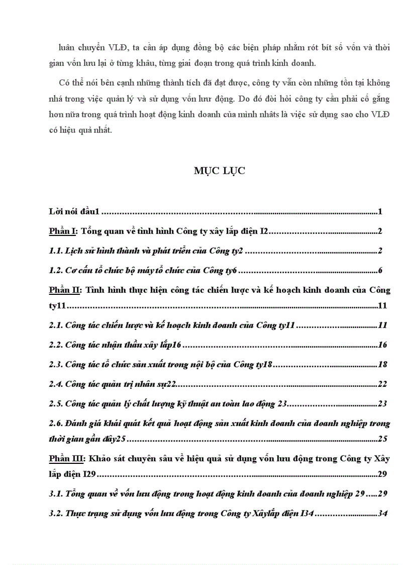 image for page Khảo sát chuyên sâu về hiệu quả sử dụng Vốn lưu động trong Công ty Xây lắp điện I
