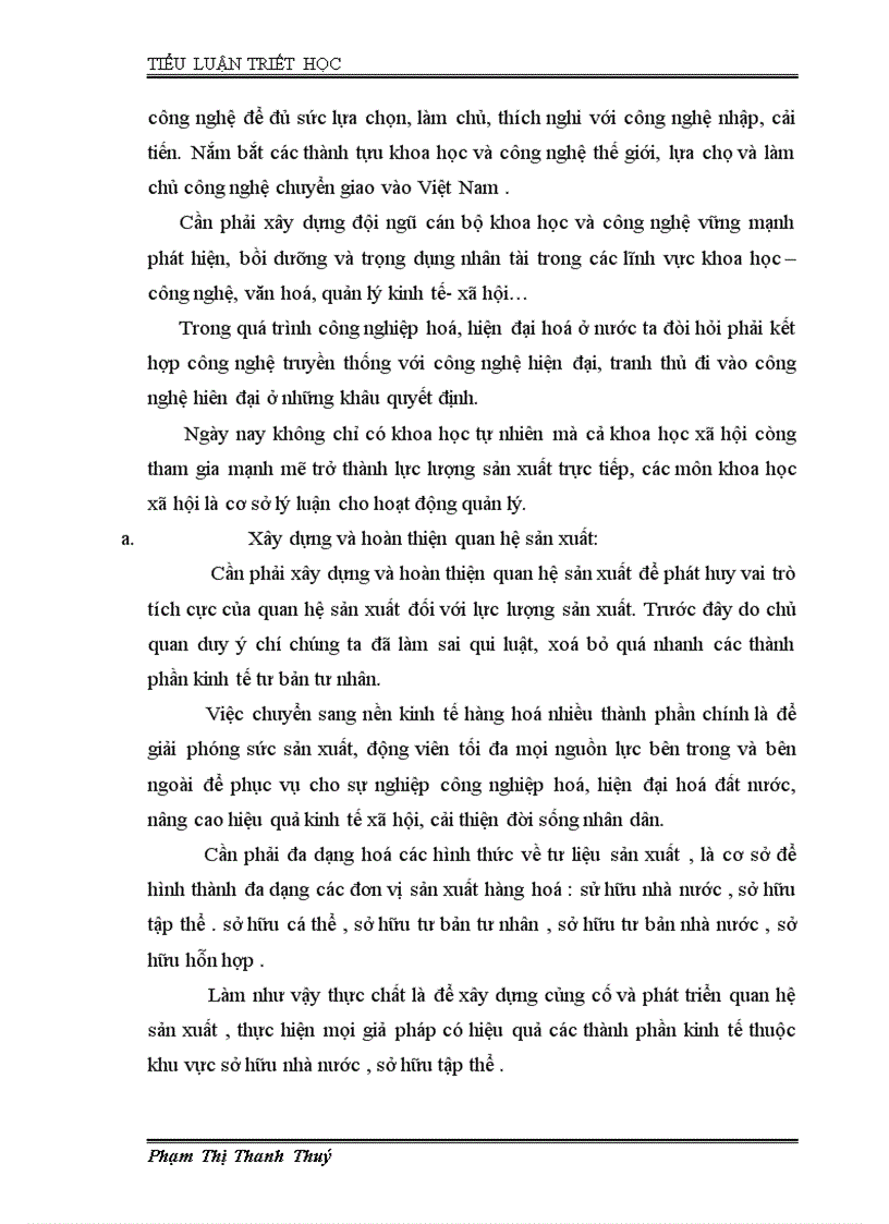 image for page Quan hệ biên chứng giữa lực lượng sản xuất với quan hệ sản xuất và vận dụng nó trong quá trình xây dựng nền kinh tế hàng hoá nhiều thành phần ở Việt Nam A