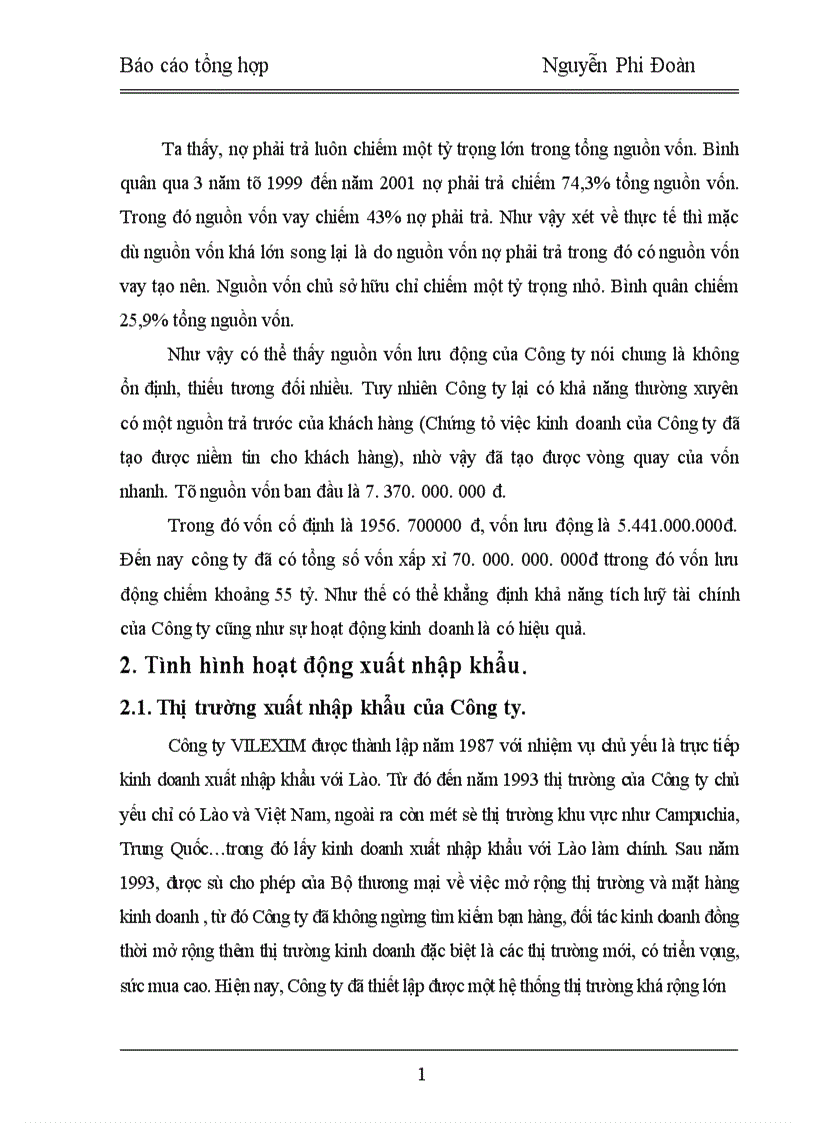 image for page Tình hình hoạt động sản xuất kinh doanh của doanh nghiệp Công ty VILEXIM