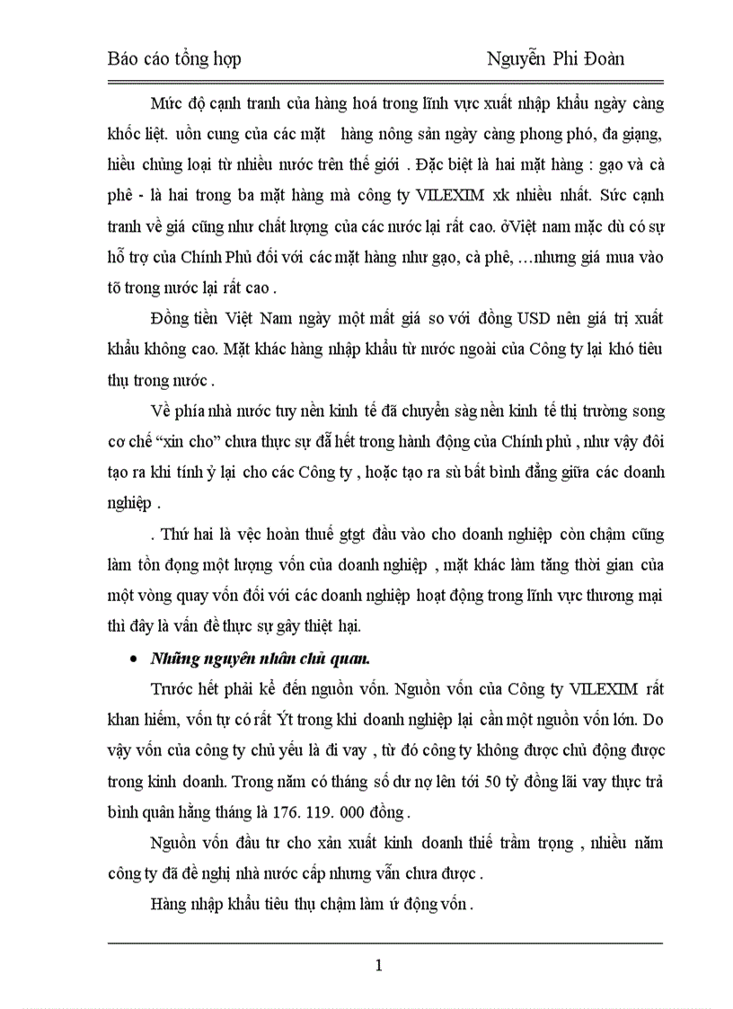 image for page Tình hình hoạt động sản xuất kinh doanh của doanh nghiệp Công ty VILEXIM