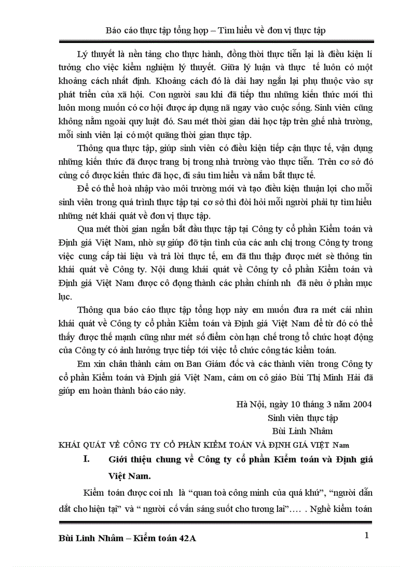 image for page Khái quát về Công ty cổ phần Kiểm toán và Định giá Việt Nam