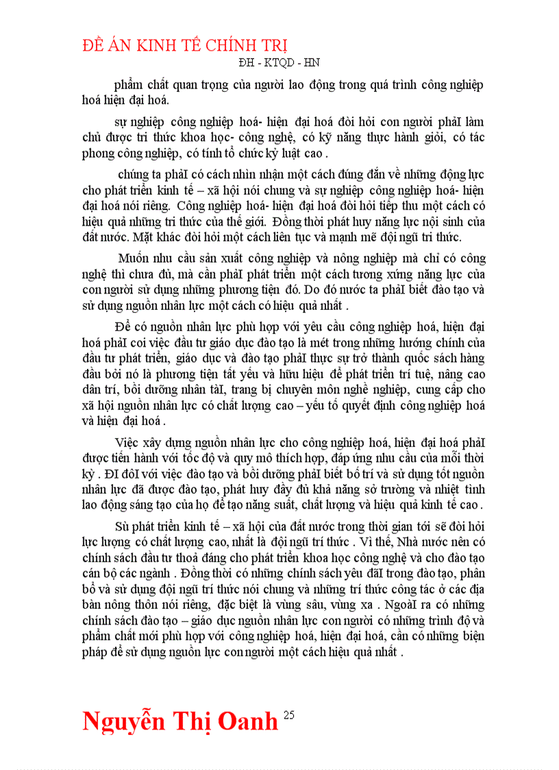 image for page Thực trạng đào tạo và sử dụng nguồn nhân lực ở nước ta trong quá trình công nghiệp hoá, hiện đại hoá