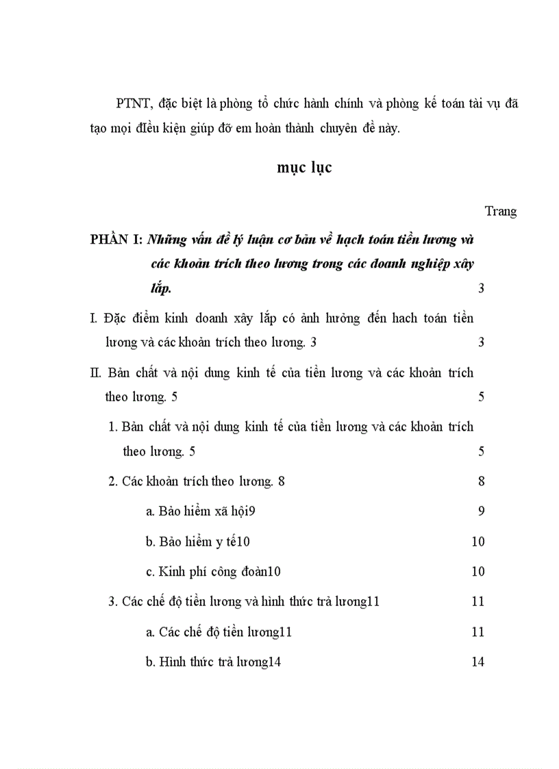 image for page Hạch toán tiền lương và các khoản trích theo lương tại công ty xây dựng điện và dịch vụ PTNT - HN Ngoài phần mở đầu, kết luận chuyên đề của em bao gồm 3 phần sau