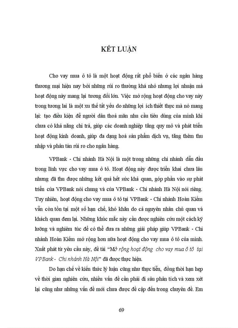 image for page Giải pháp mở rộng hoạt động cho vay mua ô tô tại VPBank - Chi nhánh Hà Nội