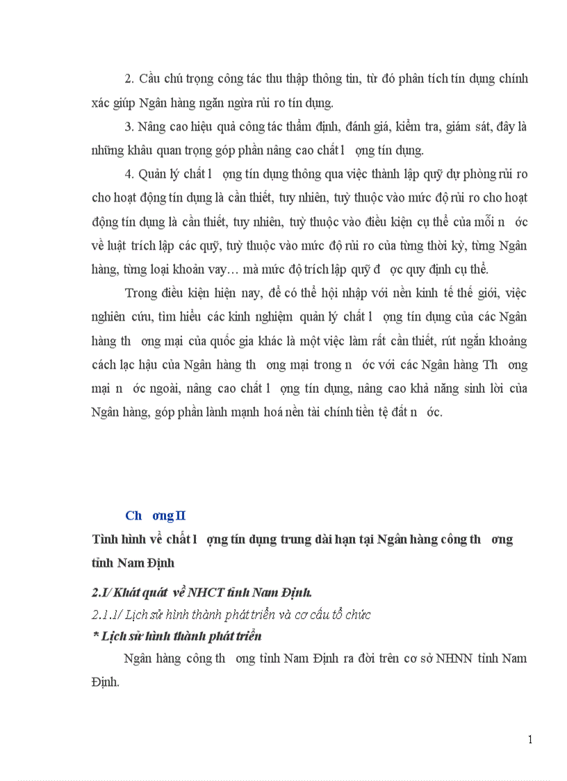 image for page Một số giải pháp nâng cao chất lượng tín dụng trung dài hạn tại Chi nhánh Ngân hàng Công thương tỉnh Nam Định” cho chuyên đề tốt nghiệp