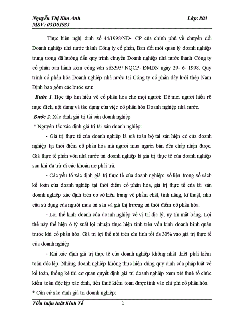 image for page Trình bầy việc khởi sự, đăng ký, thành lập, tổ chức bộ máy hoạt động của công ty cổ phần lưới thép Nam Định đang trên đà phát triển làm ăn có lã