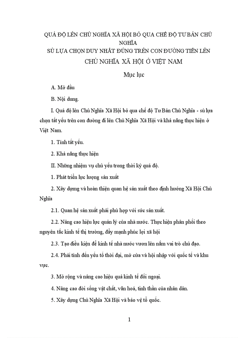 image for page Quá độ lên Chủ Nghĩa Xã Hội bỏ qua chế độ Tư Bản Chủ Nghĩa - sự lựa chọn tất yếu trong con đường đi lên Chủ Nghĩa Xã Hội và khả năng thực hiện ở Việt Nam.