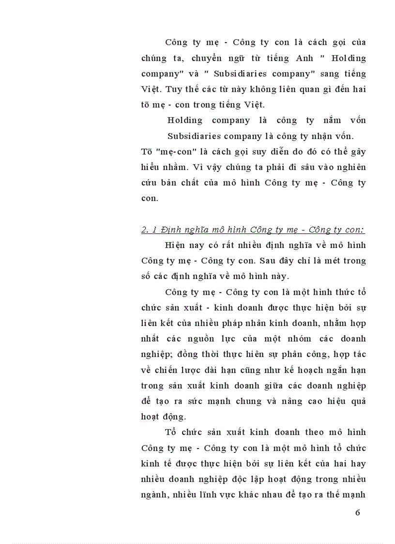 image for page Bản chất của mô hình Công ty mẹ- Công ty con