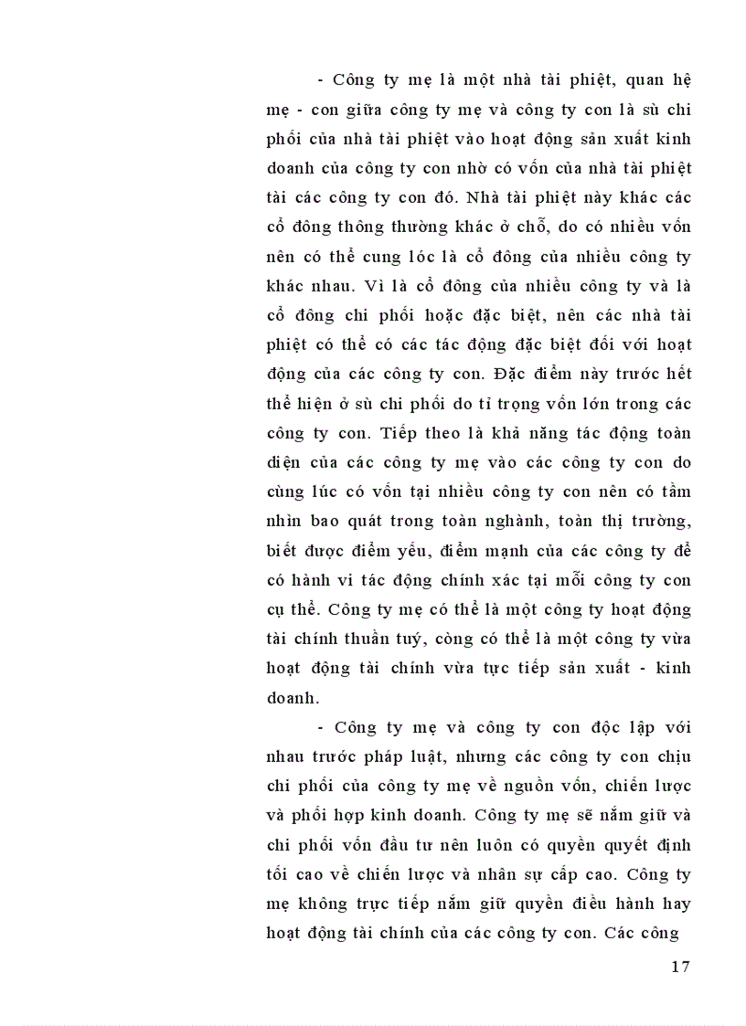 image for page Bản chất của mô hình Công ty mẹ- Công ty con