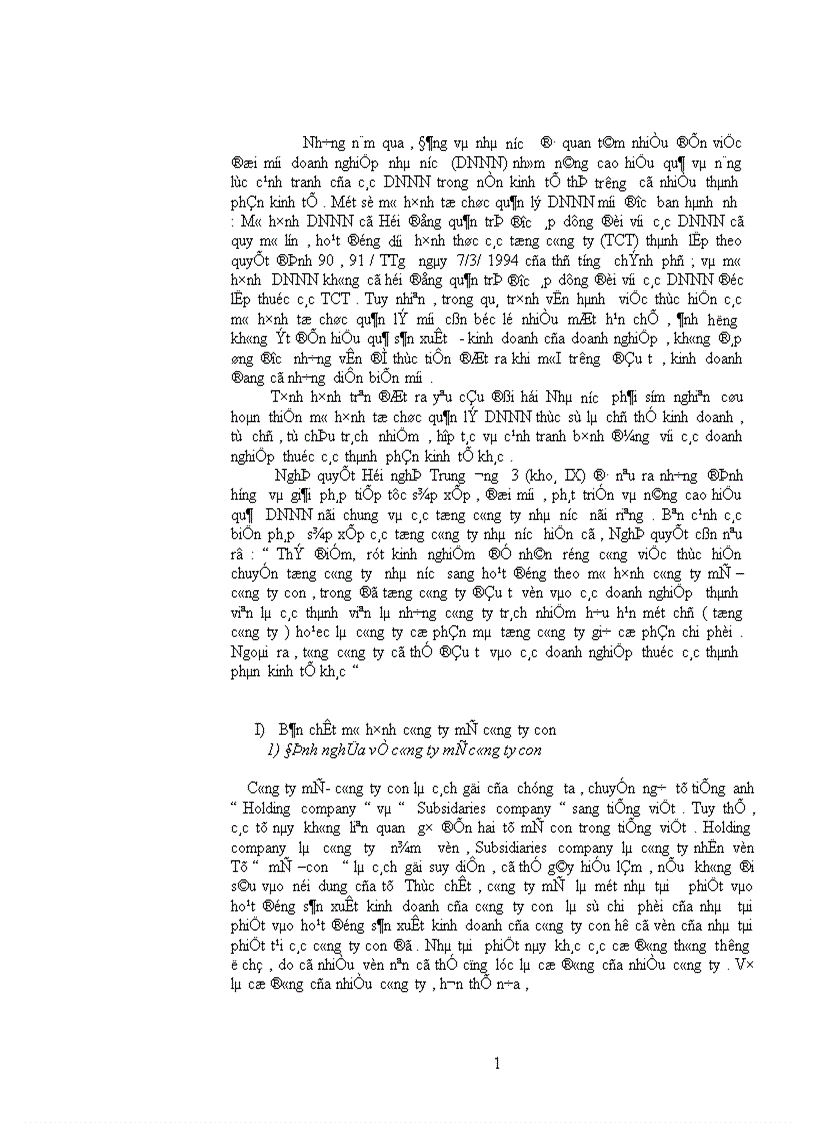 image for page Sự cần thiết chuyển các tổng công ty , doanh nghiệp nhà nước sang mô hình cong ty mẹ công ty con