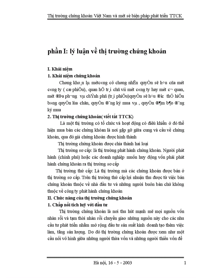 image for page Thị trường chứng khoán Việt Nam và một số biện pháp phát triển TTCK