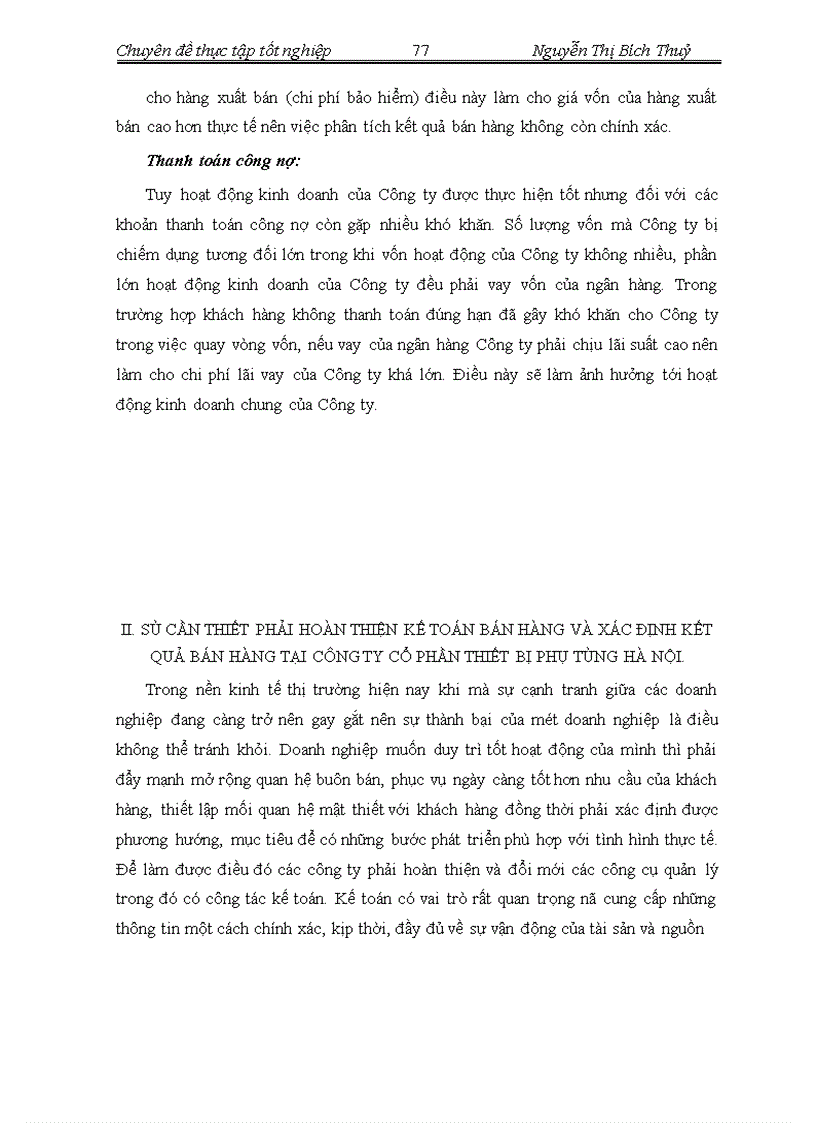 image for page Hoàn thiện kế toán bán hàng và xác định kết quả bán hàng tại Công ty Cổ phần Thiết bị Phụ tùng Hà nội