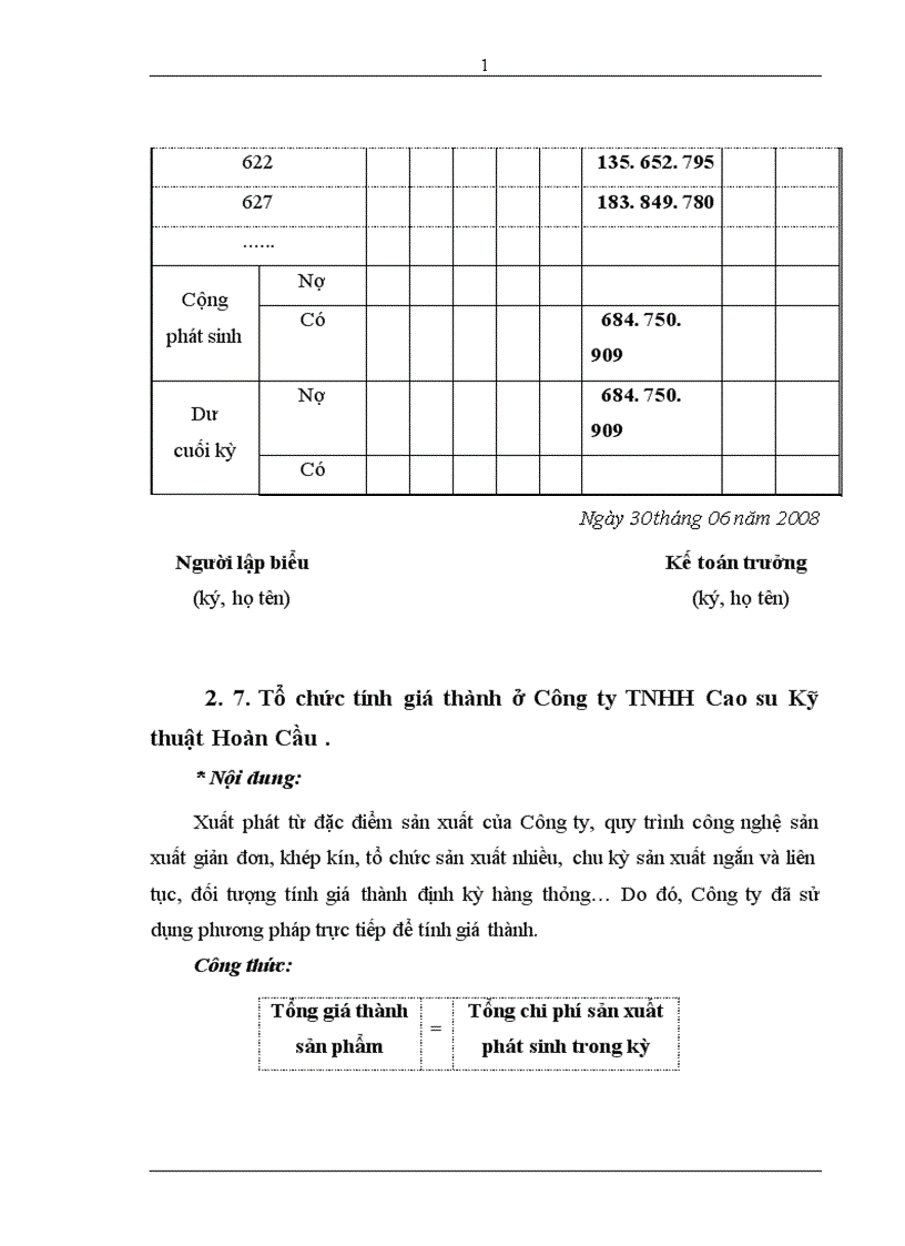 image for page Hoàn thiện công tác kế toán tập hợp chi phí sản xuất và tính giá thành sản phẩm tại Công ty TNHH Cao su Kỹ thuật Hoàn Cầu .