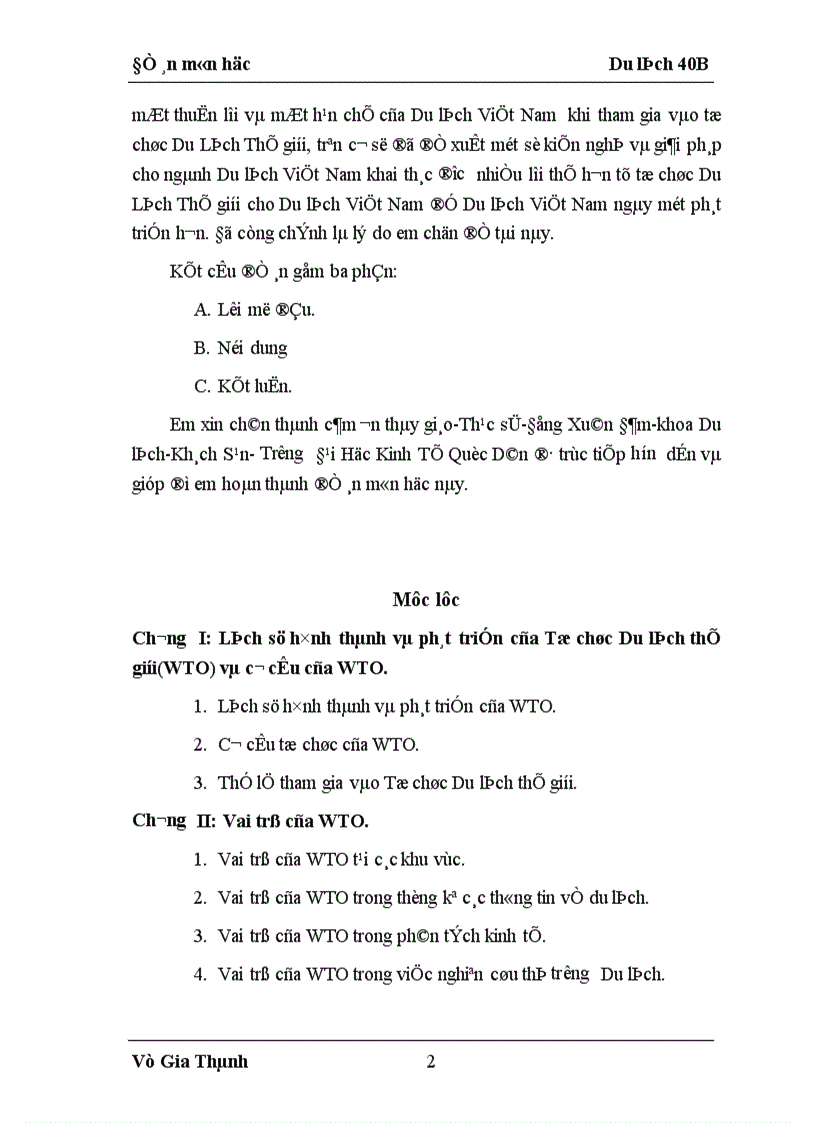 image for page Vai trò của WTO đối với Du lịch Việt Nam