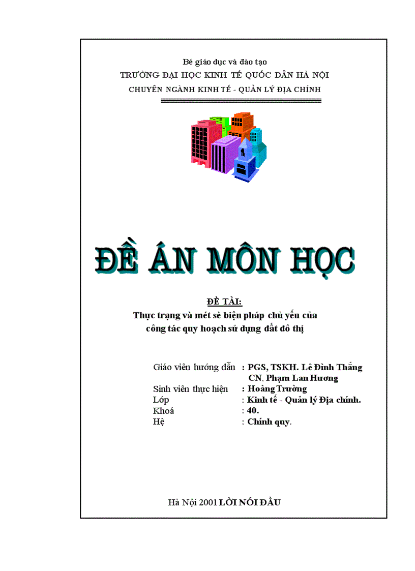 image for page Thực trạng và một số biện pháp của công tác quy hoạch sử dụng đất đô thị