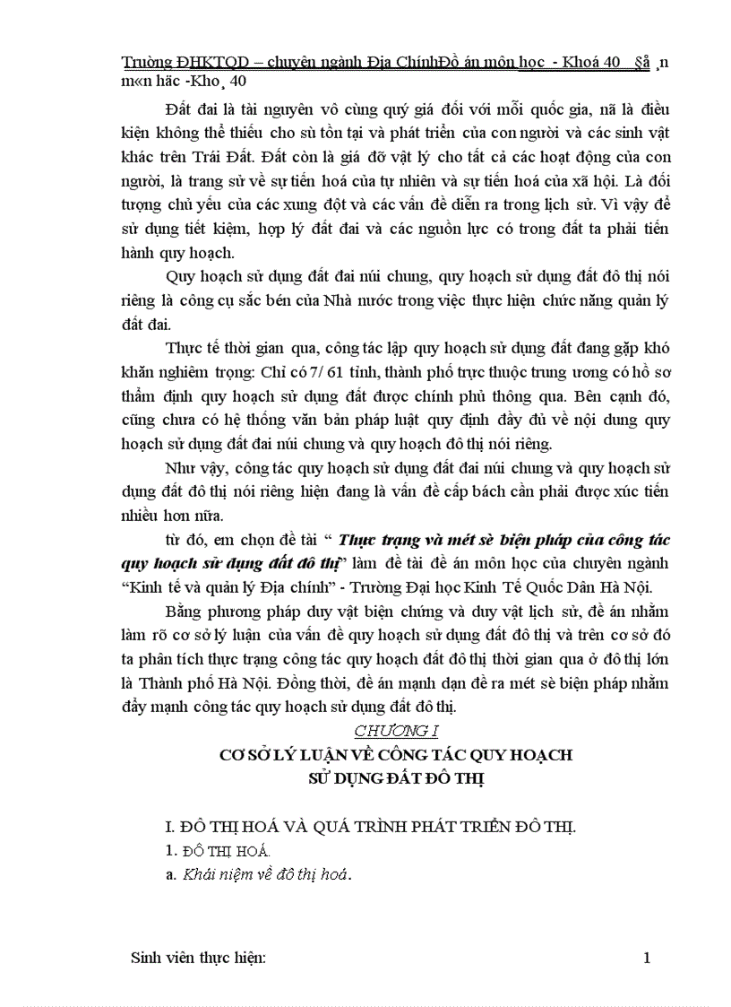 image for page Thực trạng và một số biện pháp của công tác quy hoạch sử dụng đất đô thị