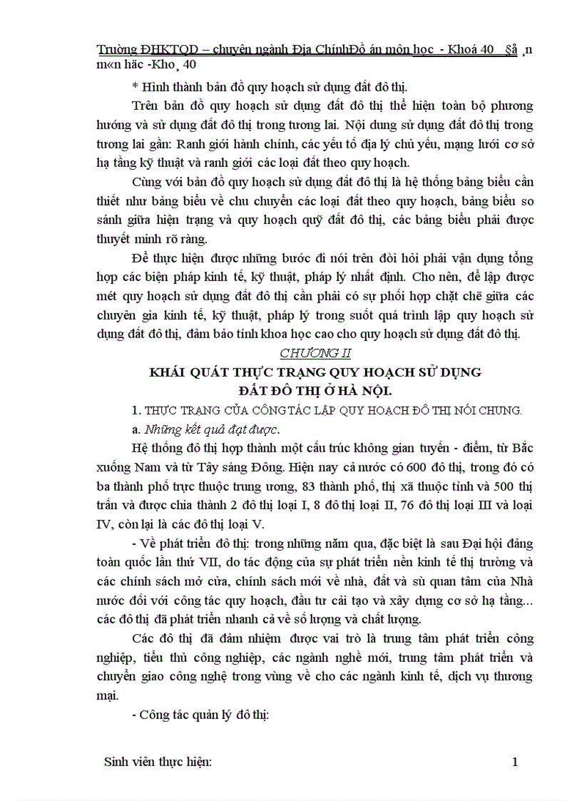 image for page Thực trạng và một số biện pháp của công tác quy hoạch sử dụng đất đô thị