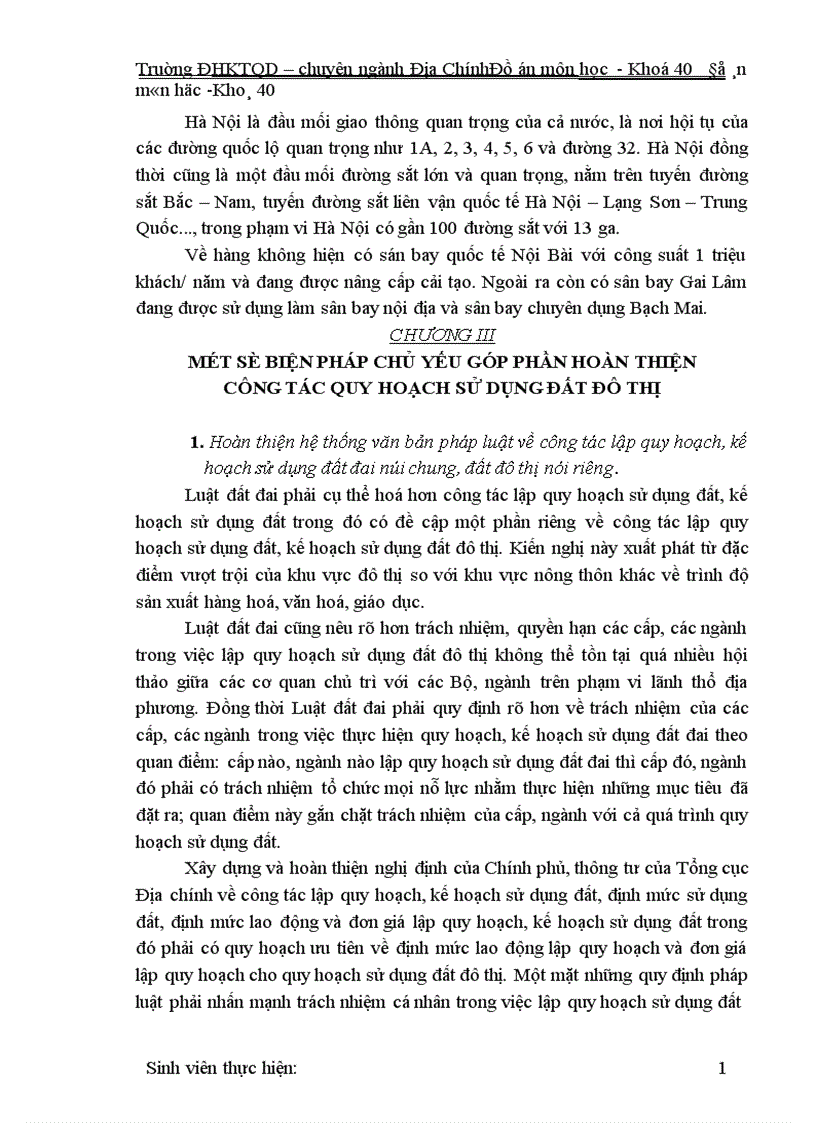 image for page Thực trạng và một số biện pháp của công tác quy hoạch sử dụng đất đô thị