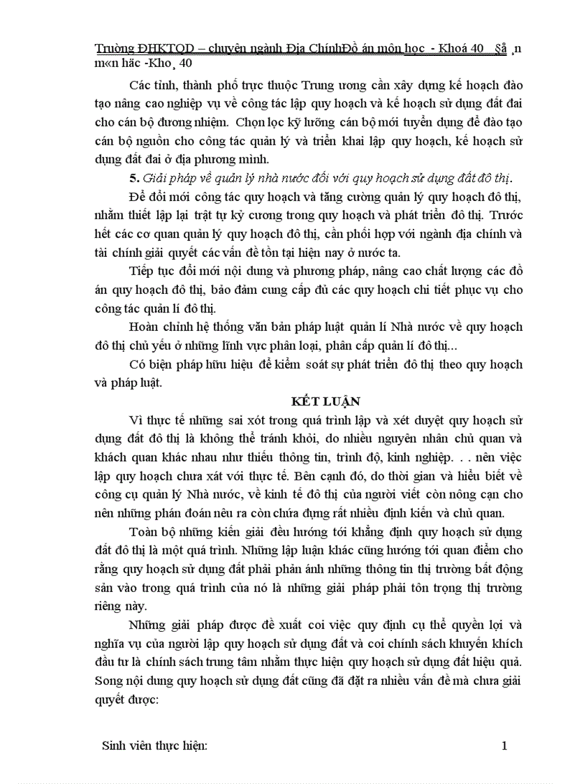 image for page Thực trạng và một số biện pháp của công tác quy hoạch sử dụng đất đô thị