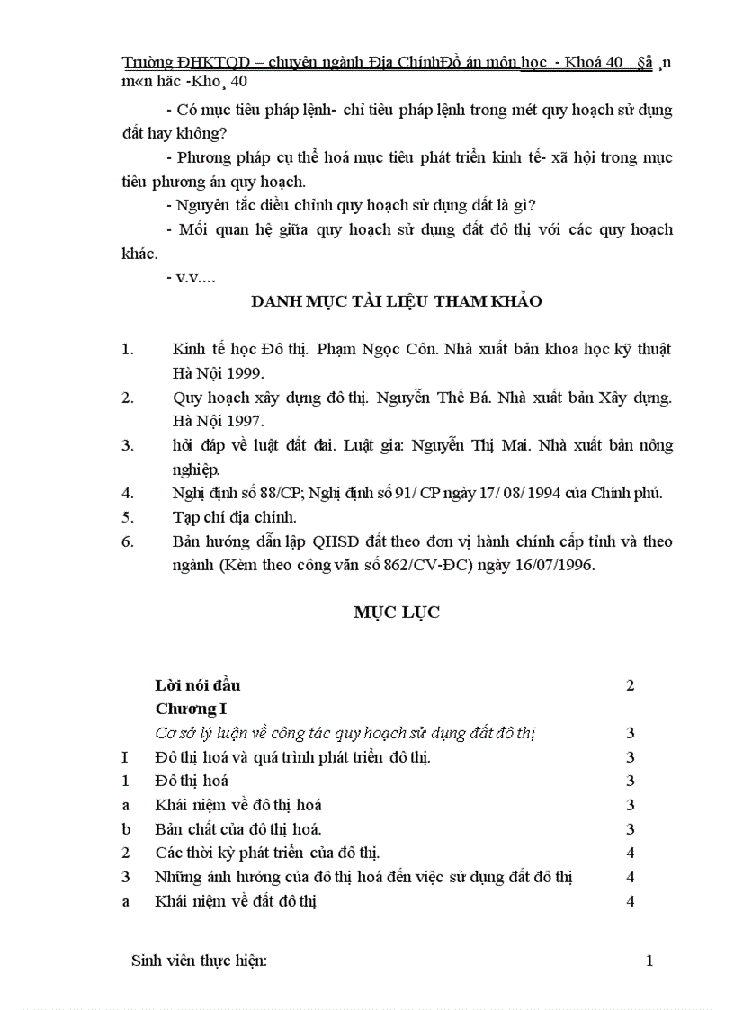 image for page Thực trạng và một số biện pháp của công tác quy hoạch sử dụng đất đô thị