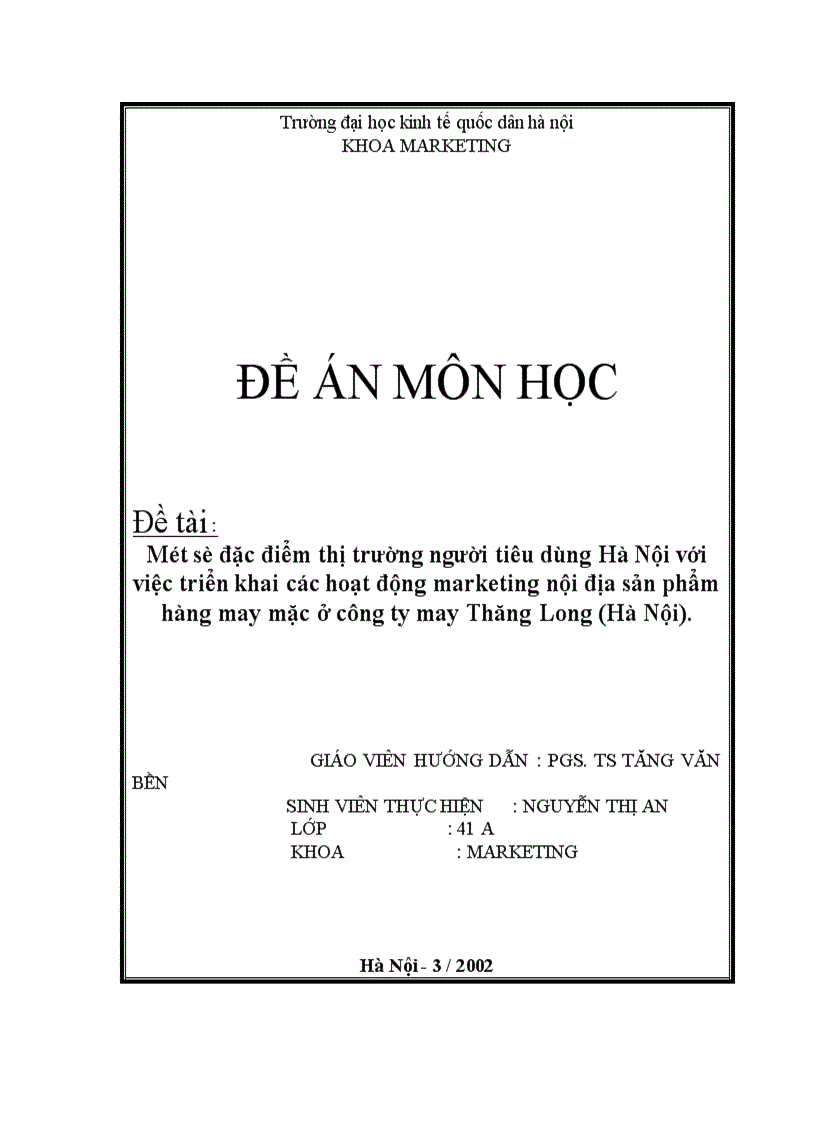 image for page Một số đặc điểm thị trường người tiêu dùng Hà Nội với việc triển khai các hoạt động marketing nôị địa sản phẩm hàng may mặc ở công ty may Thăng Long ( Hà Nội )