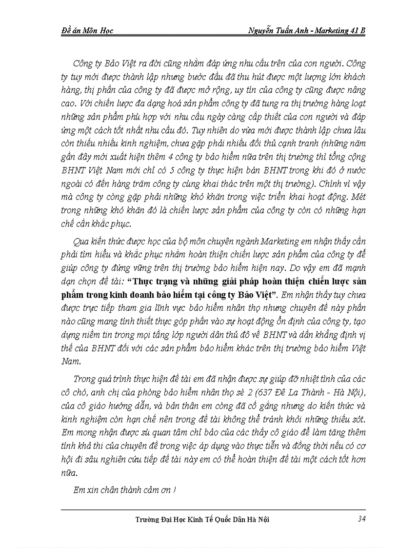 image for page Thực trạng và những giải pháp hoàn thiện chiến lược sản phẩm trong kinh doanh bảo hiểm tại công ty Bảo Việt