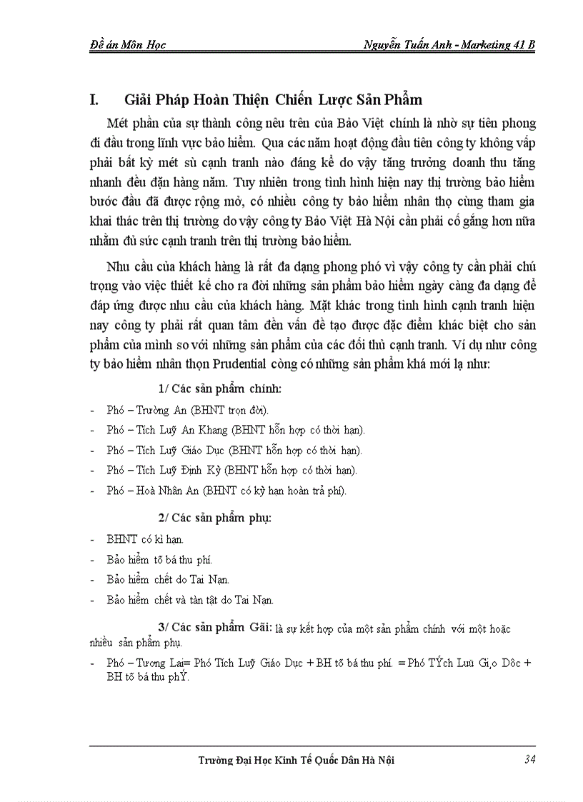 image for page Thực trạng và những giải pháp hoàn thiện chiến lược sản phẩm trong kinh doanh bảo hiểm tại công ty Bảo Việt
