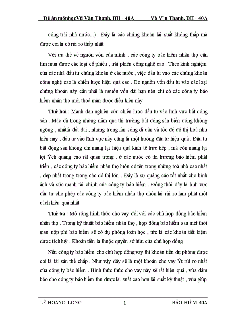 image for page Hoạt động đầu tư của các công ty bảo hiểm nhân thọ