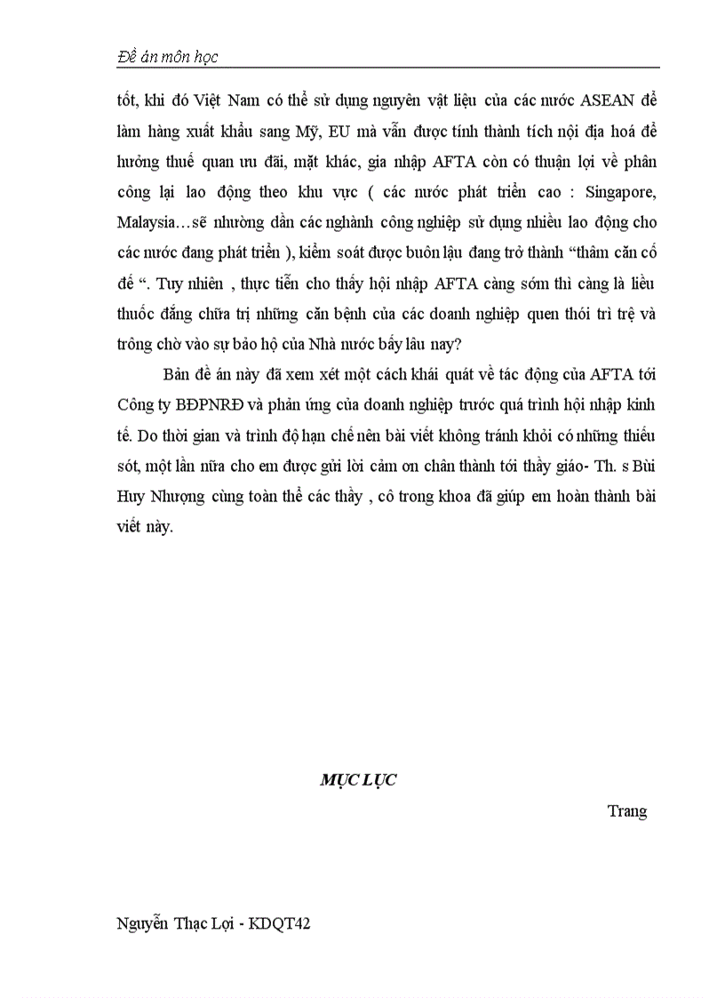 image for page Tác động của việc hội nhập AFTA(Asean Free Trade Area) đến công ty bóng đèn- phích nước rạng đông