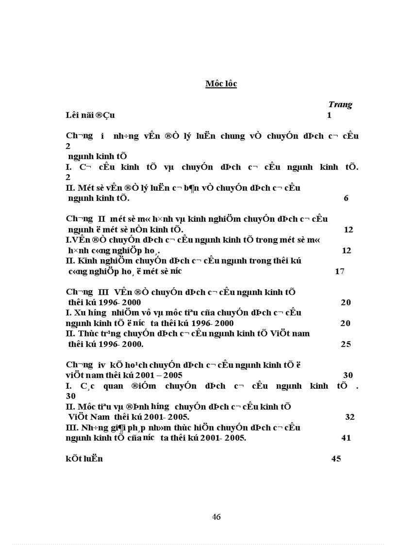 image for page Kế hoạch chuyển dịch cơ cấu ngành kinh tế ở nước ta thời kỳ 2001 – 2005