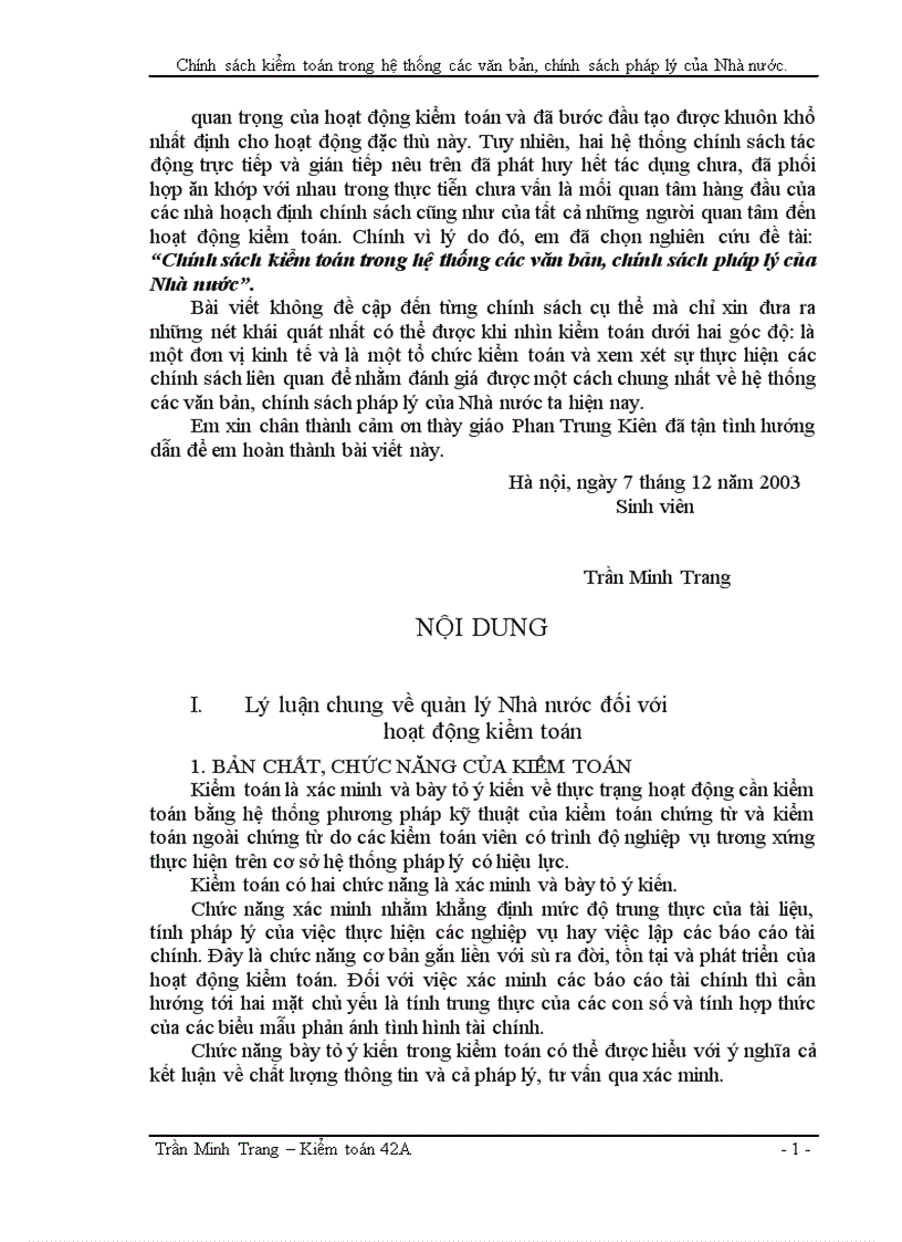 Chính sách kiểm toán trong hệ thống các văn bản, chính sách pháp lý của Nhà nước