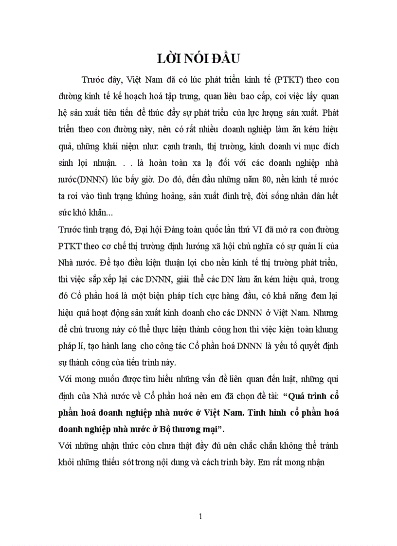 image for page Quá trình cổ phần hoá doanh nghiệp nhà nước ở Việt Nam. Tình hình cổ phần hoá doanh nghiệp nhà nước ở Bộ thương mại