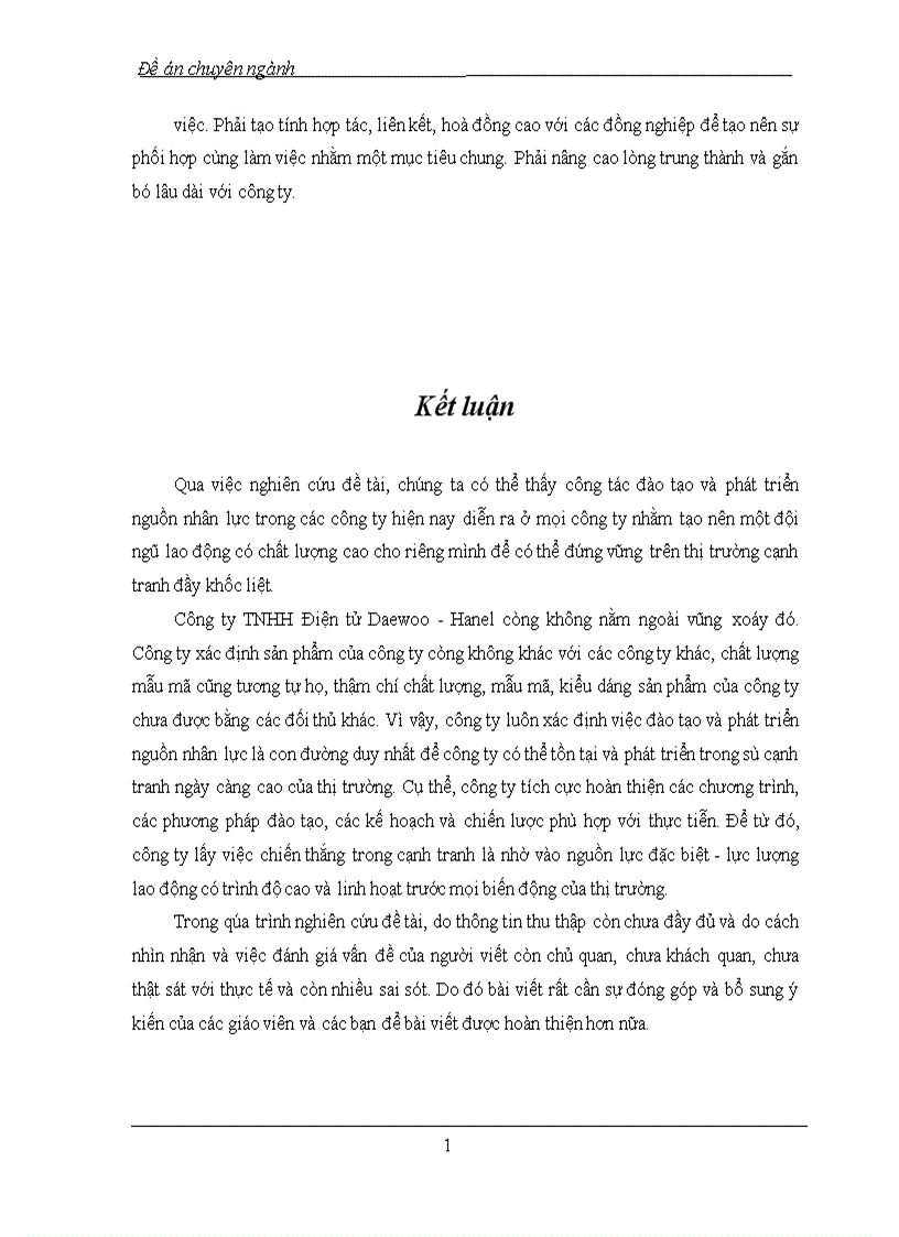 image for page Thực trạng công tác đào tạo và phát triển của công ty TNHH Điện tử Daewoo-Hanel