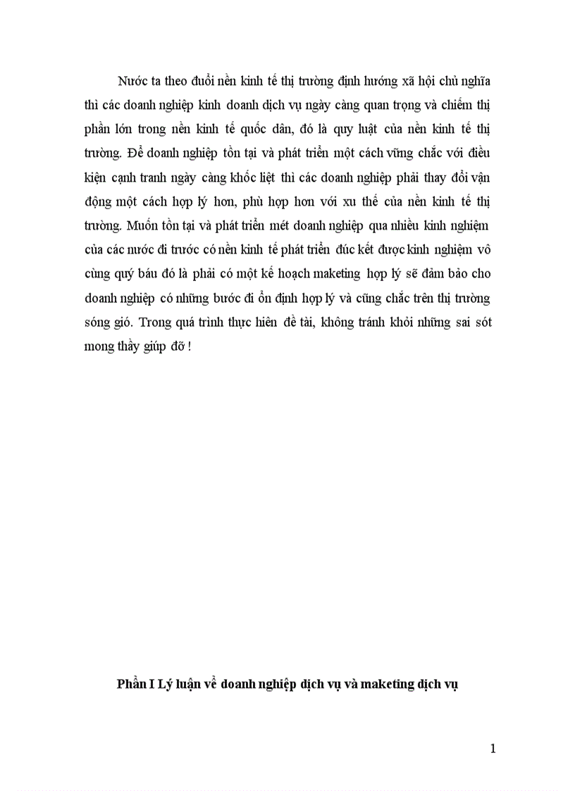 image for page Lý luận về doanh nghiệp dịch vụ và maketing dịch vụ