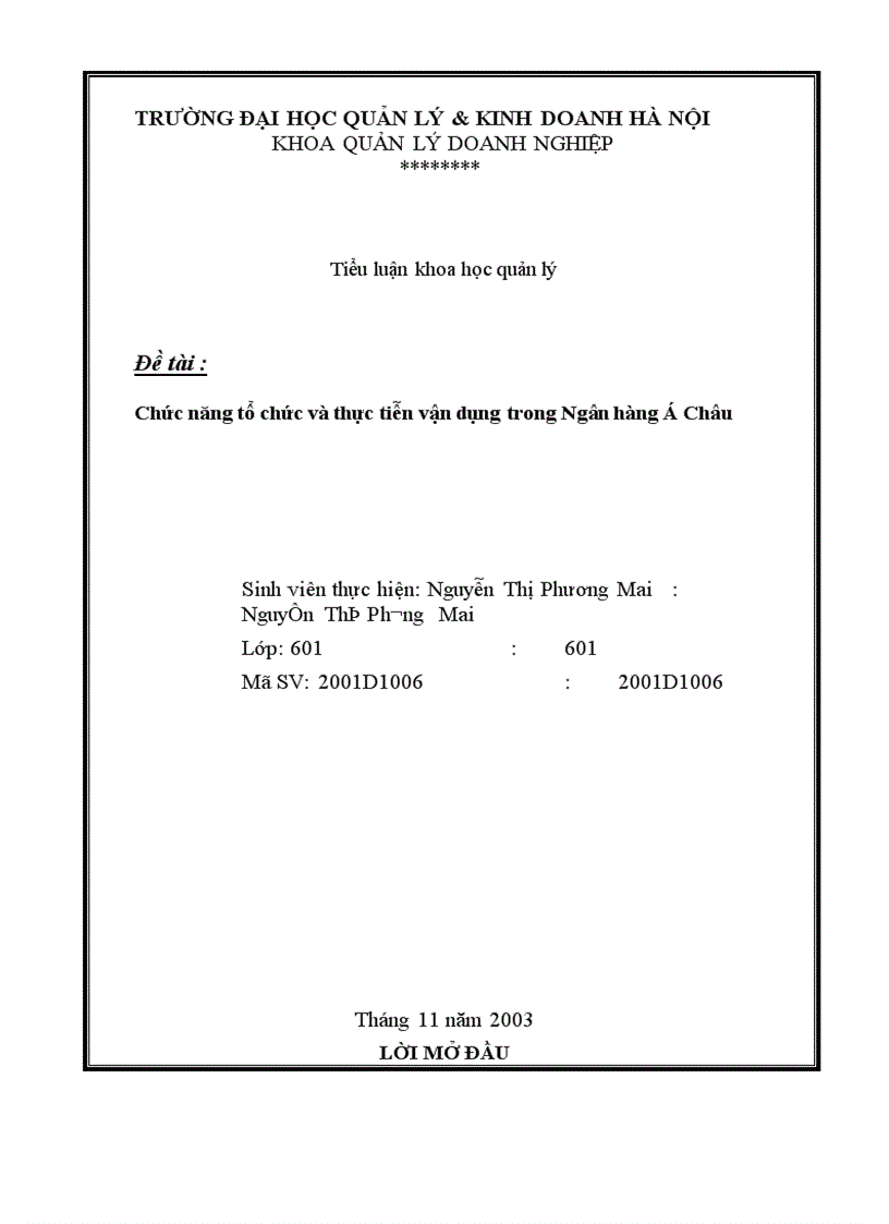 image for page Chức năng tổ chức và thực tiễn vận dụng trong Ngân hàng á Châu