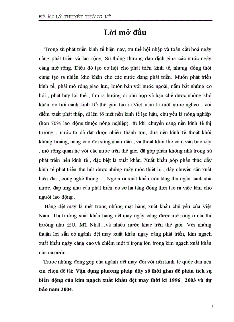 image for page Vận dụng phương pháp dãy số thời gian để phân tích sự biến động của kim ngạch xuất khẩu dệt may thời ki 1996-2003 và dự báo năm 2004