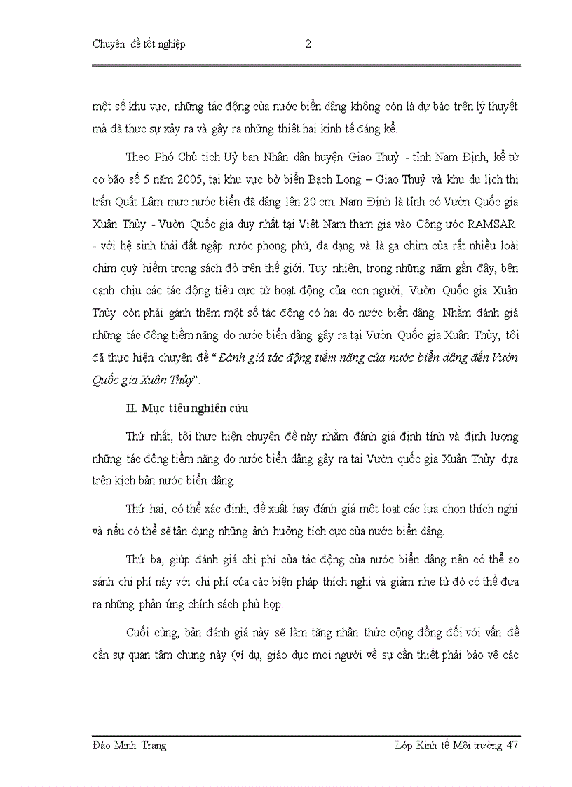 image for page Đánh giá tác động tiềm năng của nước biển dâng đến Vườn Quốc gia Xuân Thủy