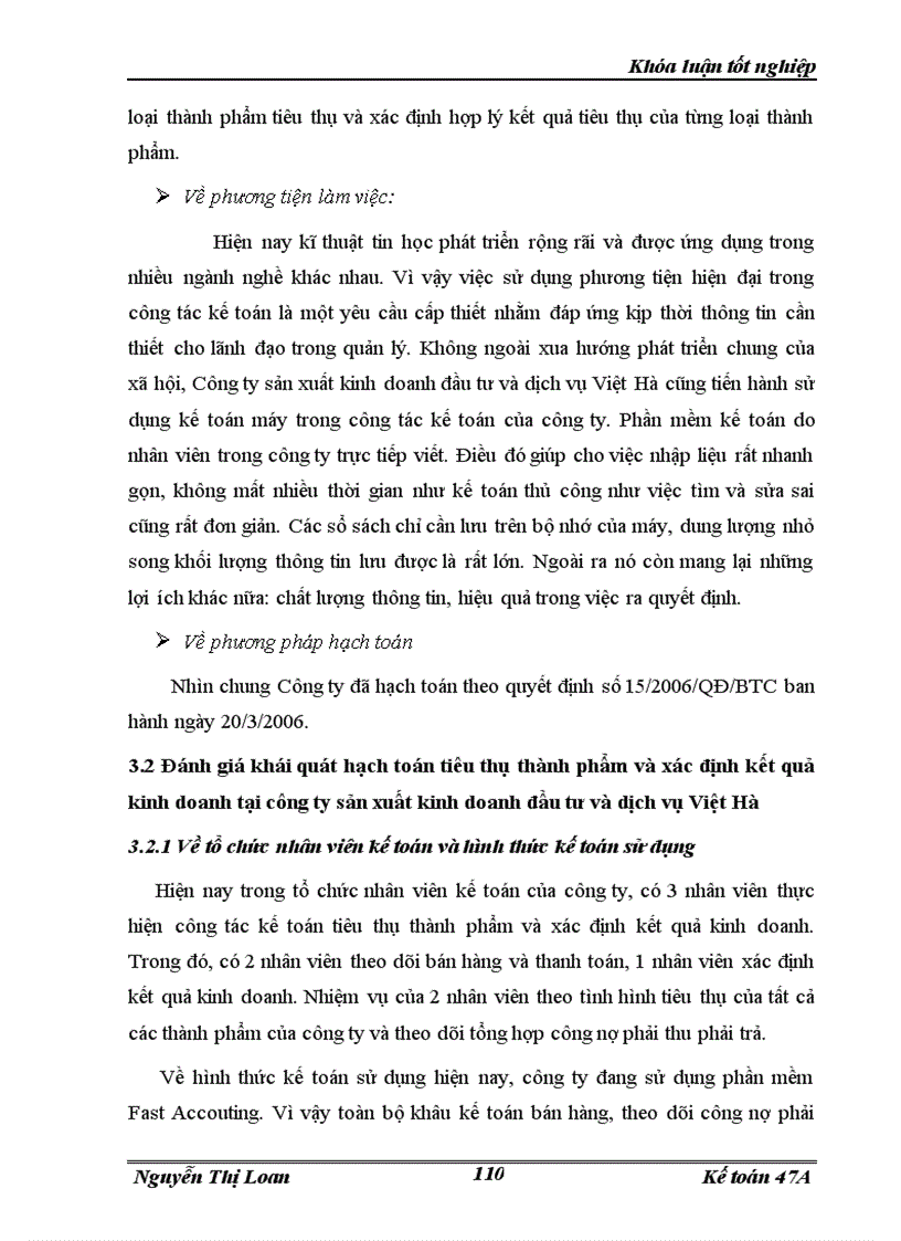 image for page Hoàn thiện hạch toán tiêu thụ thành phầm và xác định kết quả kinh doanh trong công ty sản xuất kinh doanh đầu tư và dịch vụ Việt Hà