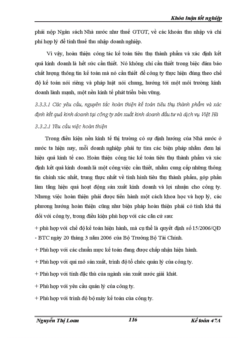 image for page Hoàn thiện hạch toán tiêu thụ thành phầm và xác định kết quả kinh doanh trong công ty sản xuất kinh doanh đầu tư và dịch vụ Việt Hà