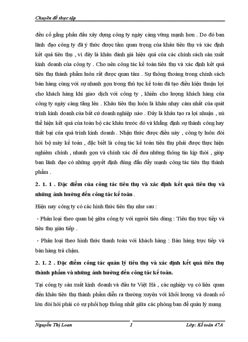 image for page Hoàn thiện hạch toán tiêu thụ và xác định kết quả tiêu thụ thành phẩm trong công ty sản xuất kinh doanh và đầu tư Việt Hà