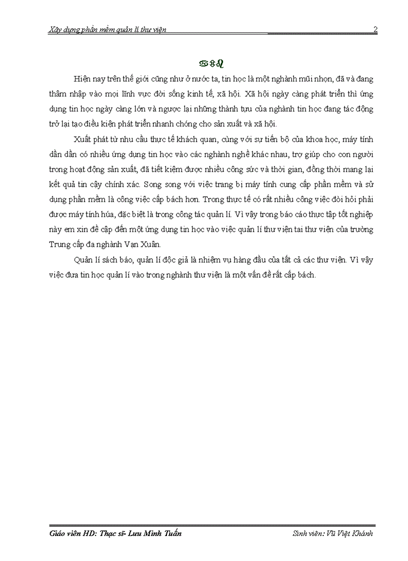 image for page Xây dựng phần mềm quản lý thư viên tại trường TC Đa ngành Vạn Xuân